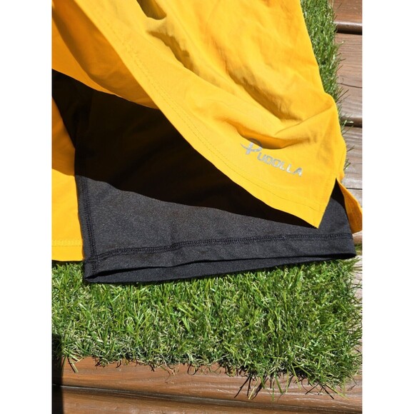 Pudolla Mens Running Workout Lined Shorts Active Yellow Size XXL 3 Pockets - Picture 6 of 14